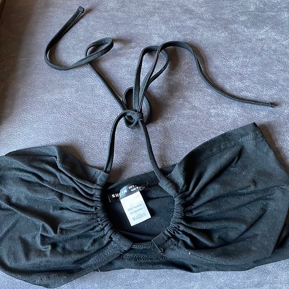 Shein Tie Black Crop Top
